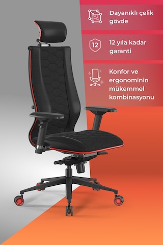 Metta Samurai Red Ergonomik Fileli Ve Deri Oyuncu / Ofis Koltuğu - 2e2.3.7.f Çok Renkli