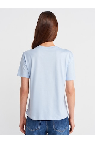 Dilvin 31791 Bisiklet Yaka Modal T-shirt-açık Mavi Açık Mavi