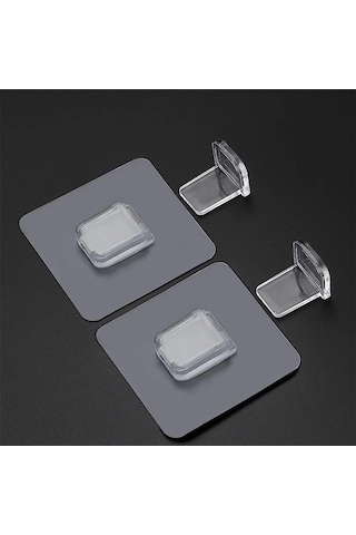 Kendinden Yapışkanlı Raf Tutucu, 5kg Kapasiteli, 10 Adet, Şeffaf