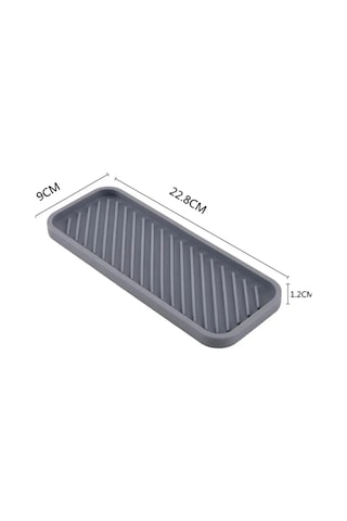 Gri Renk Silikon Yağdanlık Yağlık Sirkelik Altlığı Organizer Sunumluk Sabunluk Altlığı 23x10 Cm Diğer