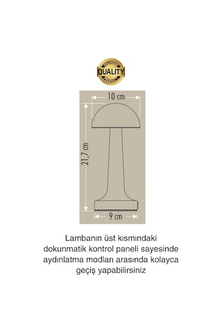 Premium Şarjlı Dokunmatik Masa Lambası 3 Renk Ayarlanabiir Parlaklık Abajur Ambians Dekoratif Klasik Diğer