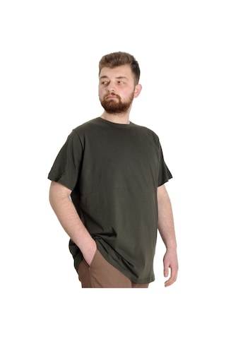 Mode Xl Büyük Beden Erkek Tshirt Bisiklet Yaka Basic 20031 Haki 001