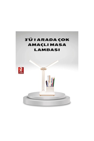 Kısılabilir Led Masa Lambası Kalemlik Ve Telefon Standlı, Göz Yormayan Işık Renkli