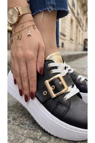 Marina Rosse Lusi Kemer Gold Detaylı Günlük Ortopedik Sneaker Siyah