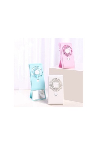 Mini Taşınabilir Soğutma Boyun Fanı, Küçük Usb Düşük Gürültü El Kişisel Masa Fanı, Açık Hava Için Makyaj Aynası Standı, Mavi 6527 Renkli
