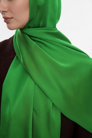 Benetton Mizalle & Yaqa Özel Saten Dokulu Yeşil Şal Yeşil