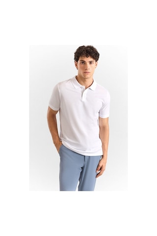 Süvari Beyaz Slim Düz Baskısız Pike Düğmeli Polo Yaka Tişört Ts1014000459-bey