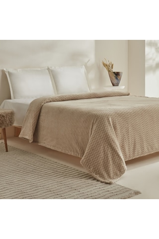 Raunda Tek Kişilik Wellsoft Battaniye Ekru Beyaz