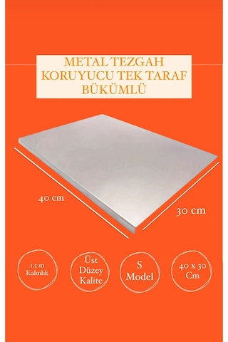 Gkd Paslanmaz Çelik 30x40 Cm Tek Bükümlü Metal Tezgah Koruyucu Kesme Tahtası Gri