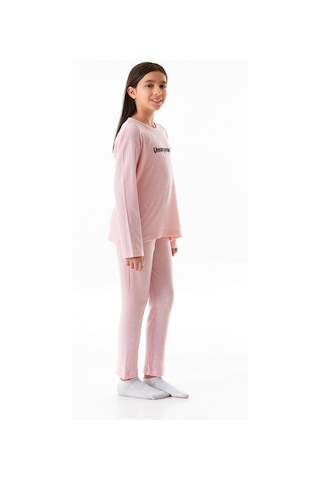 Unsurpassed Baskılı Kız Çocuk Pijama Takımı 25kcck726126245-pudra Pudra