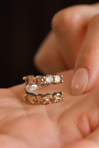 Roza Silver Sitrin Taşlı Spiral Elişi Otantik Gümüş Yüzük 925 Rr10016