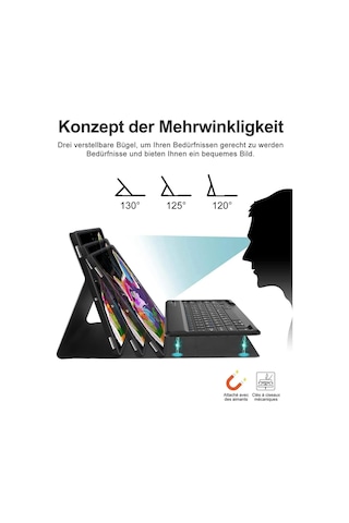 Samsung Galaxy Uyumlu Tab S9 Fe Plus 12.4" Q Türkçe Klavyeli Kılıf Kalem Bölmeli Bluetooth Özellikli Stand Klavyeli Kılıf