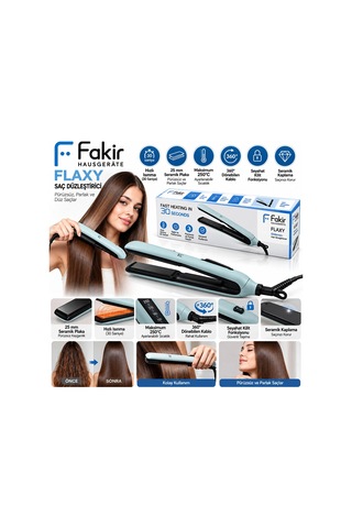 25mm Seramik Plaka Hızlı Isınma - 360 Dönebilen Kablo Max 210 Sıcaklık Saç Düzleştirici Flaxy 546