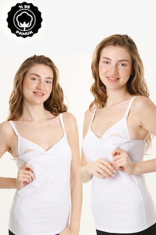 Hamile Kaplı Emzirme Atletli 2li Set Beyaz-beyaz Beyaz - Beyaz