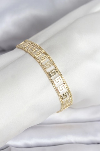 Mey İthalat 316l Çelik Gold Renk Labirent Model Kadın Bileklik Çok Renkli