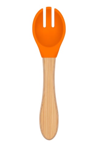 Bambu Saplı Silikon Mama Çatalı Sunset Turuncu