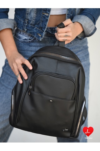 Jara Bag Freya Kadın Sırt Çantası Şık, Yumuşak Dokulu Ve 5 Bölmeli Siyah