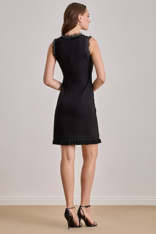 Diz Boy Siyah Örme Elbise Siyah