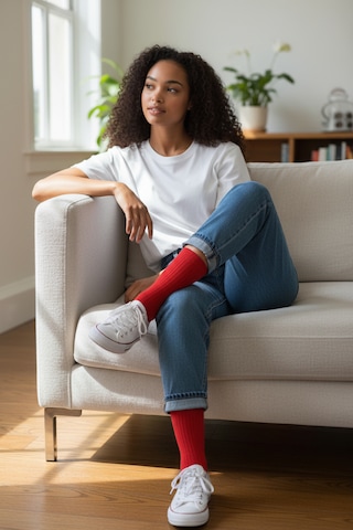 Socks Stores 6 Çift Unisex Renkli Pamuklu Soket Çorap - Renkli Tenis Boy Çorap Kırmızı