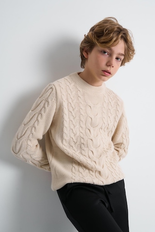 Alexandergardı Örgü Desenli Çocuk Kazak Bej