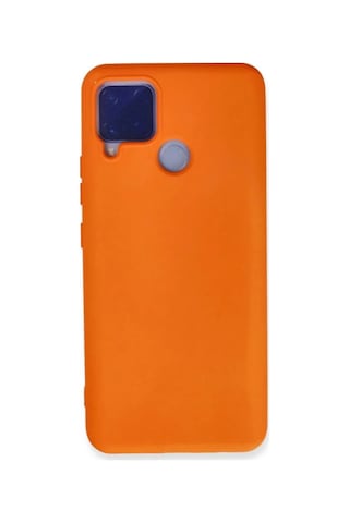 Jenerik Realme C15 Kılıf Nano İçi Kadife Silikon - Turuncu
