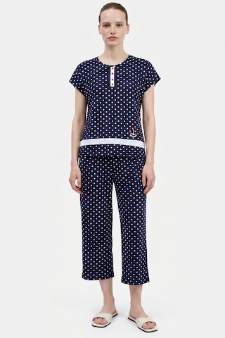 Sementa Puantiyeli Kapri Pijama Takım - Lacivert