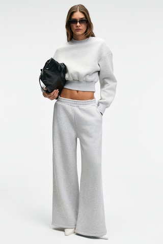 KARALIS Kadın Pamuklu Bisiklet Yaka Crop Grimelanj Sweatshirt