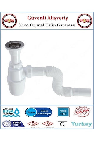 Taslı Depolu Lavabo Evye Sifonu - Körüklü