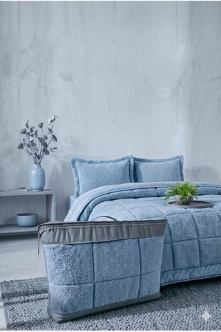Çift Kişilik Uyku Seti Sherpa Comforter Bebek Mavisi Bebek Mavisi