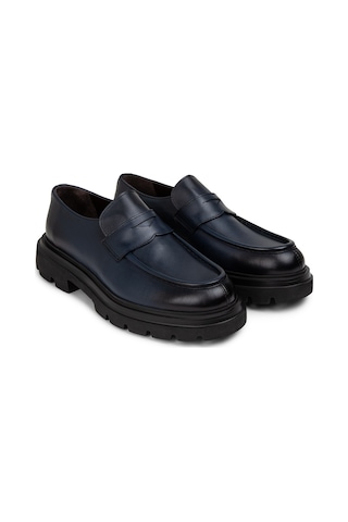 Deery Hakiki Deri Lacivert Erkek Loafer Ayakkabı - 01980mlcve01 Lacivert