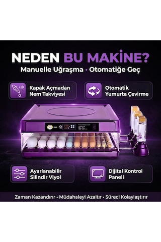 Mak 130 Yumurta Kapasiteli Tam Otomatik Kuluçka Makinesi Otomatik Çevirme
