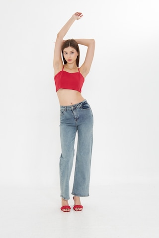 Kutaf Açık Mavi Yüksek Bel Geniş Paça Bol,salaş Palazzo Jeans Açık Mavi