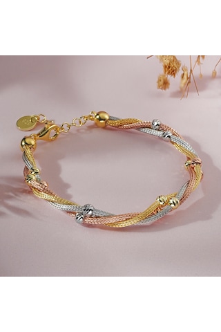 Yantra Silver Üçlü Burma Toplu Gümüş Dorika Bileklik