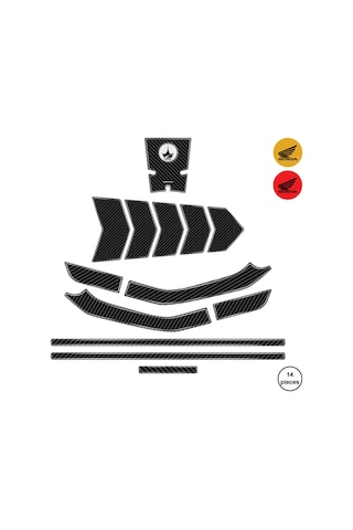 Honda Crf250 2025 İle Uyumlu Kaydırmaz 6d Karbon 14 Parça Tank Pad Seti Gc76 KARBON