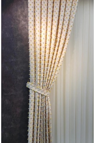 As Perde Püsküllü Fon Perde Çok Renkli