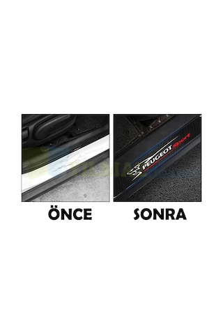 Peugeot Sport Karbon Kapı Eşiği Koruma Oto Sticker Etiket 4 Parça