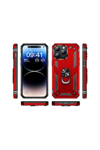 Apple Uyumlu iPhone 15 Pro Max Kılıf Yüzüklü Zırh Tank Vega