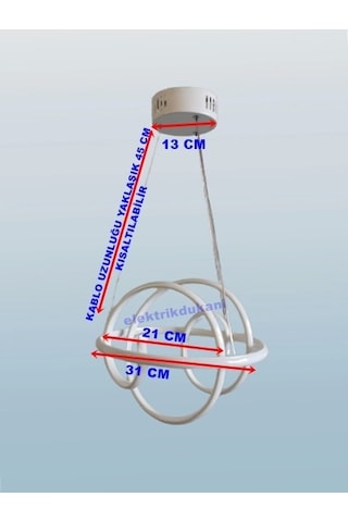 Dmr Helezon Sarkıt Led Avize Beyaz Kasa Üç Renk 6500k/4000k/3000k Beyaz Ilık/beyaz/sarı Günışığı Çok Renkli