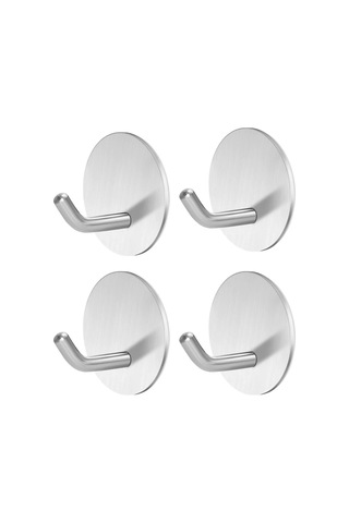 Duvara Montaj İçin 4 Adet Kendinden Yapışkanlı Gümüş Paslanmaz Çelik Kanca Çok Renkli