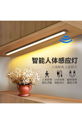 Youtek 40cm Alüminyum Gövde Led Işık Şeridi - Kişi Algılama, Üç Renk Ayarlı, Şarj Edilebilir, Dolap/şapka Dolabı İçin Siyah Siyah