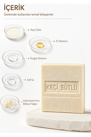 Keçi Sütü Sabunu 120 g Keçi Sütlü Katı Sabun E Vitaminli Gliserinli