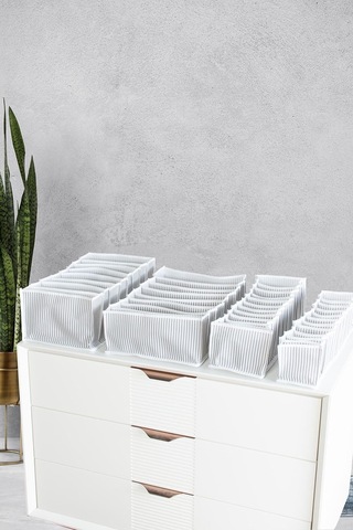 Serstil 11 Gözlü Gri Çizgili Çekmece Içi Düzenleyici Organizer Small - 11 X 41 X 12 Cm