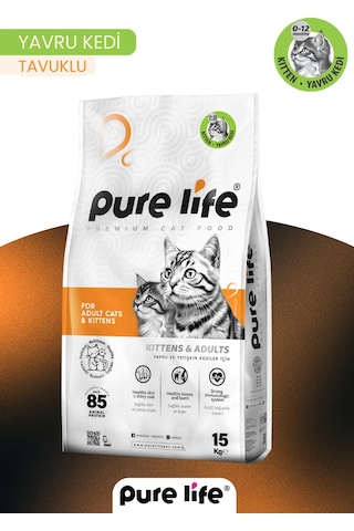Purelife Tavuklu Yavru Kedi Maması 15 KG