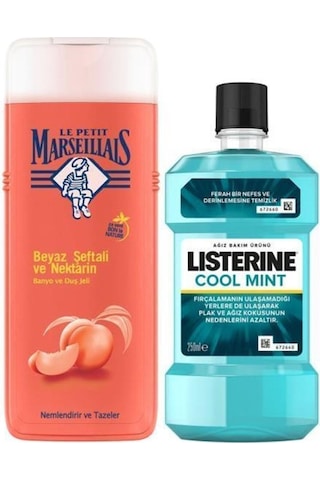 Le Petit Marseillais Beyaz Şeftali-Nektarin Duş Jeli 400 ML+Listerine Cool Mint Ağız Bakım Suyu 250 ML