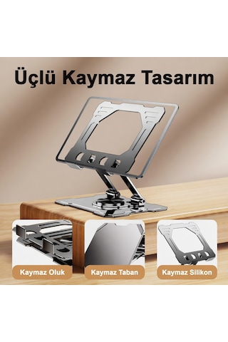 Metalik 720 Derece Dönebilen Tablet & Telefon Standı Aşağı Yukarı Yönlü Tutucu Padli Premium