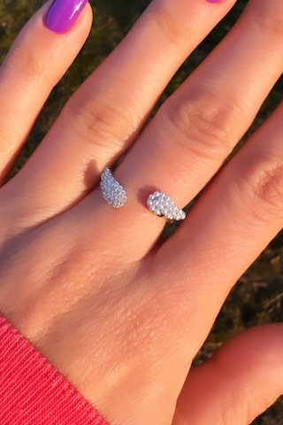 İncili Ve Zirkontaşlı Ayarlamalı Melek Yüzük - Gümüş Renk Silver