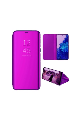 Huawei Mate 20 Pro Aynalı Kapaklı Lüx Kılıf Mor