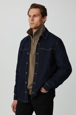 GRIMELANGE Borna Erkek Rinse Denim Rahat Geniş Kesim Ceket Görünümlü Lacivert Ceket Lacivert