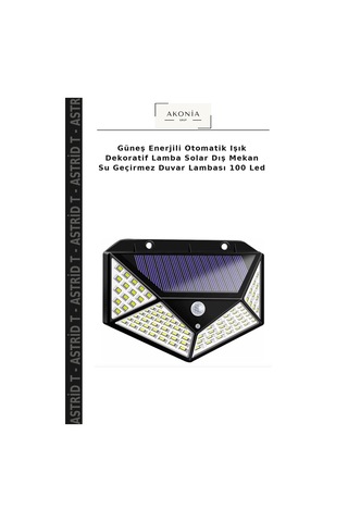 Güneş Enerjili Otomatik Işık Dekoratif Lamba Solar Dış Mekan Su Geçirmez Duvar Lambası 100 Led