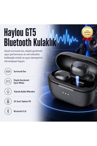 Haylou Gt5 Gaming Kulak İçi Tws Surround Ses Ipx7 Yüksek Kalite Mikrofon Bluetooth Kulaklık-940